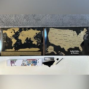 Scratch-off maps of world and USA